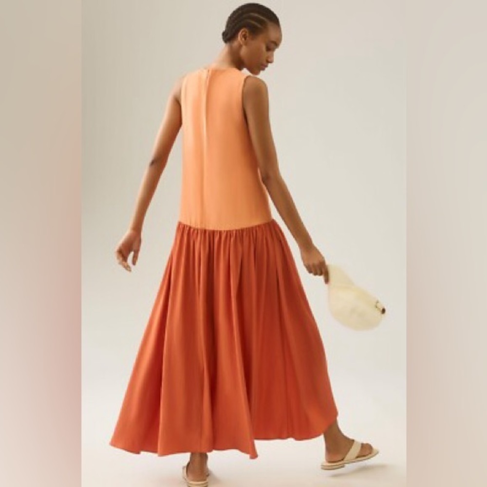 Anthropologie Hutch Orange Sleeveless Colorblock Dress - Picture 4 of 9